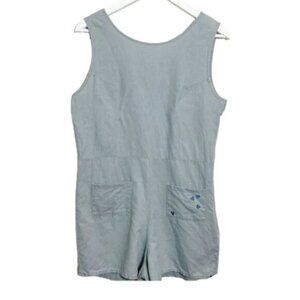 Junk Food x Disney Mickey Logo Romper Womens Size S Embroidered Linen‎ Blend